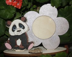 Lazer Kesim Panda Fotoğraf Çerçevesi Ücretsiz Vektör
