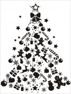 Lazerle Oyma Noel Ağacı Süsü Ücretsiz Vektör