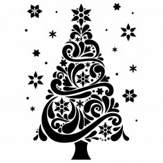 Lazer Oyma Dekor Noel Ağacı Ücretsiz Vektör