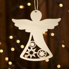 Lazer Kesim Ahşap Melek Noel Süsü Ücretsiz Vektör