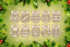 Lazer Kesim Ahşap Noel Süsleri ve Dekorasyonları Ücretsiz Vektör