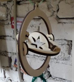 Lazer Kesim Ahşap Top Noel Süsü 4mm Ücretsiz Vektör