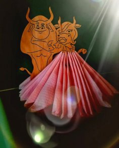 Lazer Kesim Yeni Yıl Boğa Peçete Tutucu Ücretsiz Vektör