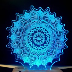 Lazer Kesim Yıldız Mandala 3D İllüzyon Lamba 3D Gece Lambası DXF Dosyası