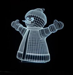 Lazer Kesim Kardan Adam Dekor 3D Akrilik Lamba Ücretsiz Vektör