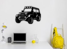 Lazer Kesim Jeep Duvar Sanatı Ücretsiz Vektör