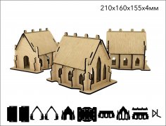 Lazer Kesim Ahşap Katedral 3D Model 4mm Ücretsiz Vektör