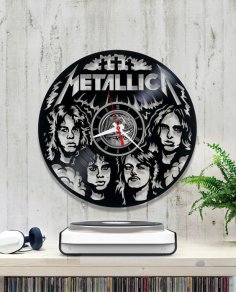 Lazer Kesim Metallica Vinil Duvar Saati Ücretsiz Vektör