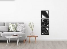 Lazer Kesim Çiçek Desenli Çerçeveler Ev Duvar Dekoru DXF Dosyası