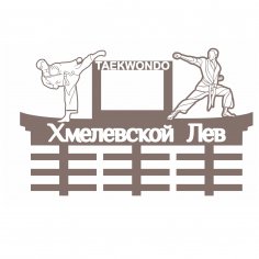 Lazer Kesim Taekwondo Madalya Tutucu Dövüş Sanatları Madalya Sergileme Ücretsiz Vektör