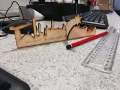 Lazer Kesim Glasgow Silüeti Noel Süsü DXF Dosyası