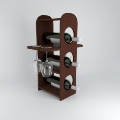 Lazer Kesim Minibar Şarap Şişesi Rafı ve Bardak Tutucu Ücretsiz Vektör