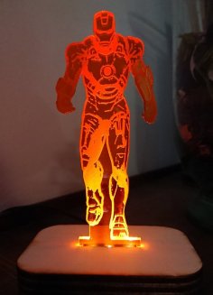 Lazer Kesim Demir Adam 3D Gece Lambası SVG Dosyası