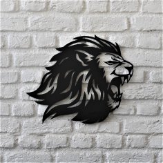 Lazer Kesim Aslan Duvar Dekoru DXF Dosyası
