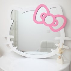 Lazer Kesim Hello Kitty Ayna Çerçevesi Ücretsiz Vektör