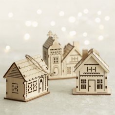 Lazer Kesim Dekoratif Ahşap Ev Modeli Ücretsiz Vektör