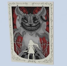 Lazer Kesim Katmanlı Sanat Alice: Diğer Dünyalar "Kırmızı Cheshire" Ücretsiz Vektör