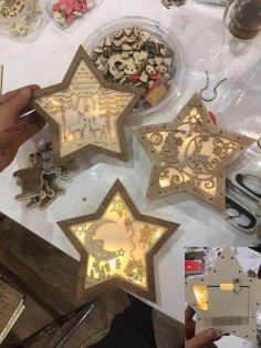 Lazer Kesim Zarif Noel Gece Lambası Ücretsiz Vektör