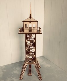 Lazer Kesim Askeri Gözetleme Kulesi 3D Ahşap Model Ücretsiz Vektör