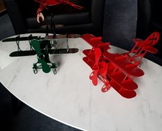 Lazer Kesim Çift Kanatlı Oyuncak Uçak Planları DXF Dosyası