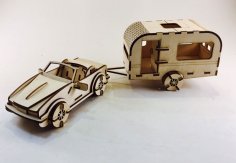 Lazer Kesim Karavan 3D Ahşap Model Ücretsiz Vektör