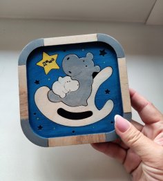 Lazer Kesim Su Aygırları Çocuklar İçin Puzzle Ücretsiz Vektör