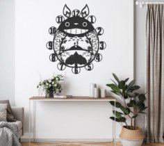 Lazer Kesim Komşum Totoro Duvar Saati DXF Dosyası