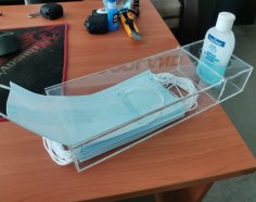 Lazer Kesim Akrilik Yüz Maskesi ve Dezenfektan Kutusu 3mm Ücretsiz Vektör