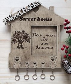 Lazer Kesim Duvara Monte Ahşap Anahtarlık Ücretsiz Vektör