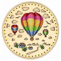 Lazer Kesim Kanaviçe Sıcak Hava Balonu Süsü 18x18cm Ücretsiz Vektör
