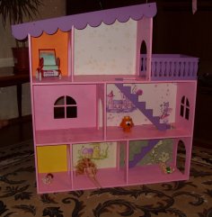 Lazer Kesim Ahşap Barbie Evi Ücretsiz Vektör