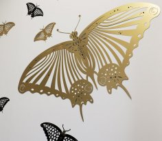Lazer Kesim Kelebek Duvar Stickerı Ücretsiz Vektör