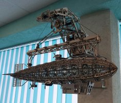 Lazer Kesim Zeplin 3D Ahşap Puzzle Ücretsiz Vektör