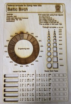 Lazer Kesim Kazıma Malzeme Test Şablonu DXF Dosyası