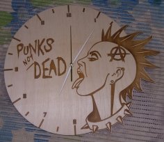 Lazer Kesim Punk's Not Dead Duvar Saati Ücretsiz Vektör