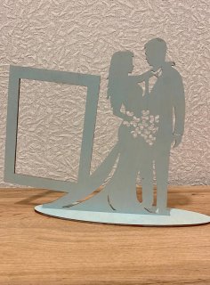 Lazer Kesim Düğün Gelin Damat Fotoğraf Çerçevesi Ücretsiz Vektör