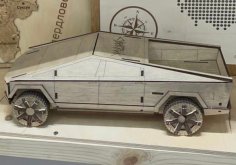 Lazer Kesim Tesla Cybertruck 3D Puzzle Ücretsiz Vektör