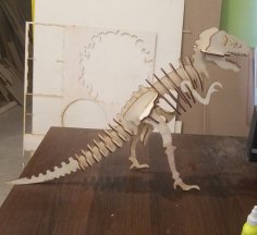Lazer Kesim Tyrannosaurus Dinozor 3D Puzzle 3mm Ücretsiz Vektör