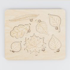 Lazer Kesim Montessori Yaprak Yapboz Çocuklar İçin Ahşap Öğrenme Oyuncakları Ücretsiz Vektör