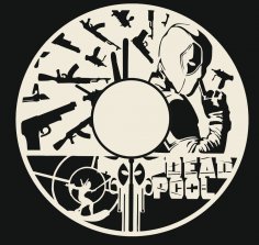 Lazer Kesim Deadpool Duvar Saati Ücretsiz Vektör