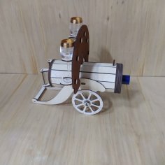Lazer Kesim Ahşap Vintage Top Şarap Kadehi Şişe Tutucu Ücretsiz Vektör