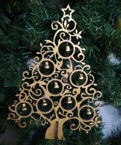 Lazer Kesim Ahşap Noel Ağacı Süsleri Ücretsiz Vektör