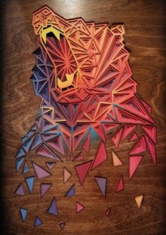 Lazer Kesim Ayı Duvar Dekoru Geometrik Katmanlı Sanat Ücretsiz Vektör