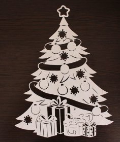 Lazer Kesim Sevimli Noel Ağacı Süsü Ahşap Noel Süsü DXF Dosyası