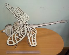 Lazer Kesim 3D Ahşap Yusufçuk Ücretsiz Vektör