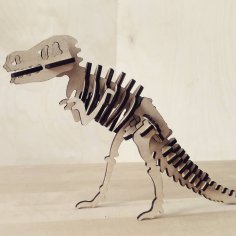 Lazer Kesim Ahşap Dinozor İskeleti Puzzle Ücretsiz Vektör