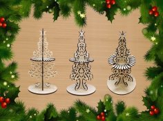 Lazer Kesim Dekoratif Noel Ağacı Peçete Tutucu Ücretsiz Vektör