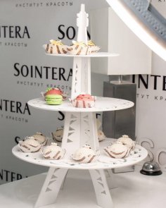 Lazer Kesim Eyfel Kulesi Cupcake Standı Doğum Günü Düğün Dekorasyonu Ücretsiz Vektör