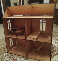 Lazer Kesim Ahşap Bebek Evi Seti Ücretsiz Vektör