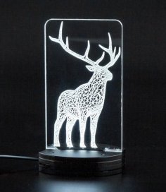 Lazer Kesim Noel Geyiği Akrilik 3D Gece Lambası DXF Dosyası